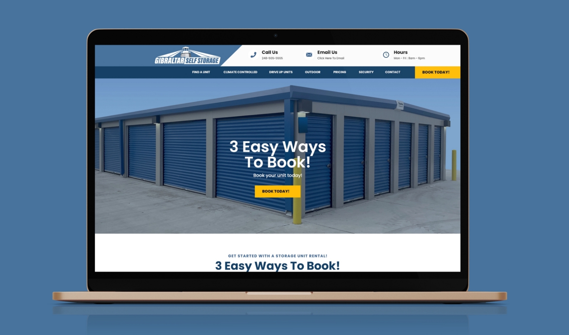 Gibraltar Self Storage website homepage