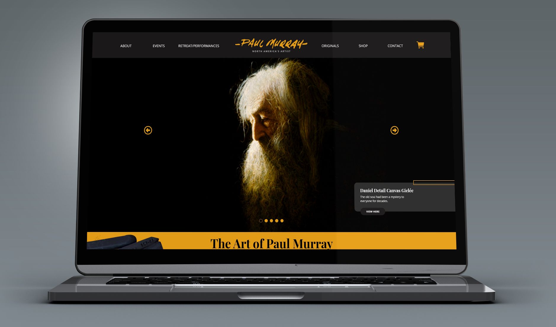 Paul Murray - Website homepage displayed on a laptop screen